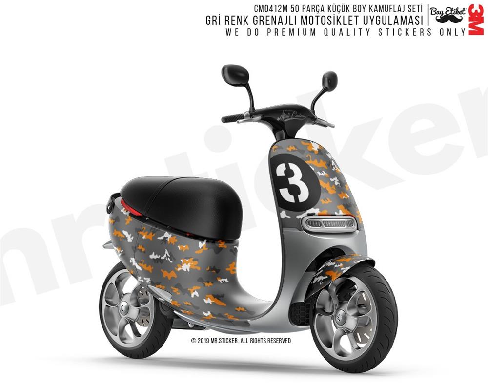 CMO412M - Kask ve Motosiklet Kaplamaya Uygun 50 Parca Kucuk Boy Kamuflaj Seti