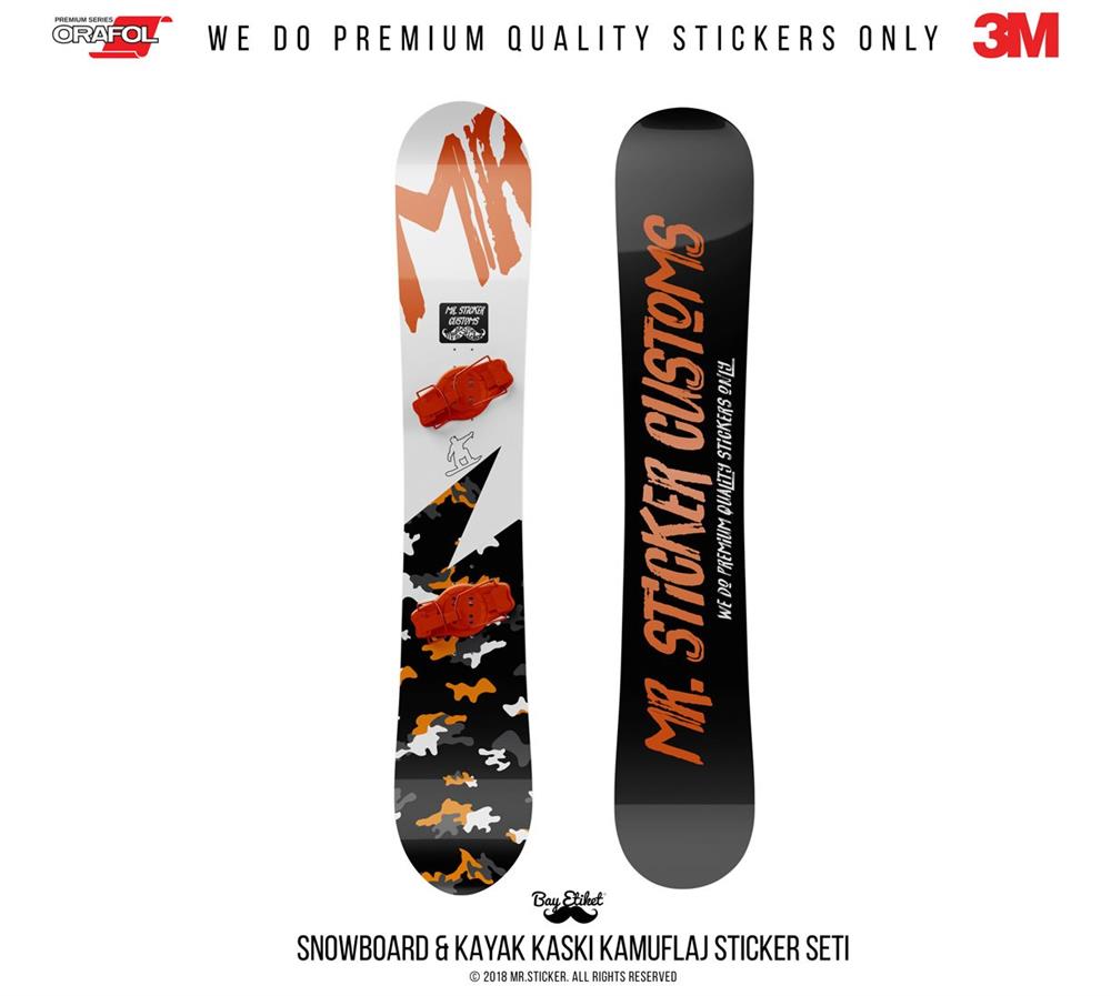 CMO412SS - Snowboard Kaski ve Board Kaplamaya Uygun 34 Parca Kucuk Boy Kamuflaj Seti