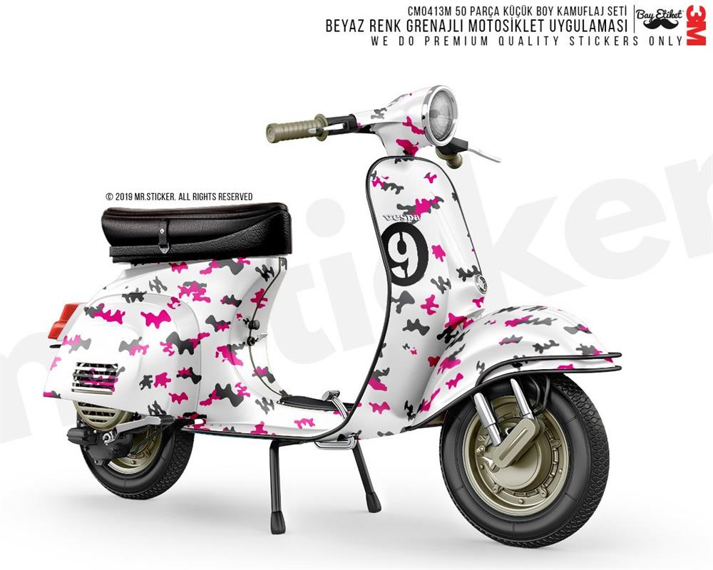 CMO413M - Kask ve Motosiklet Kaplamaya Uygun 50 Parca Kucuk Boy Kamuflaj Seti