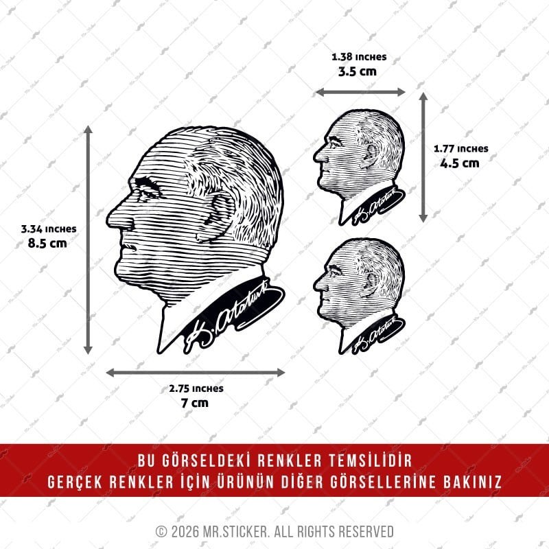 CSFT8 Renk Değiştiren Seri Ataturk Cizgi Calisma Etiket Seti