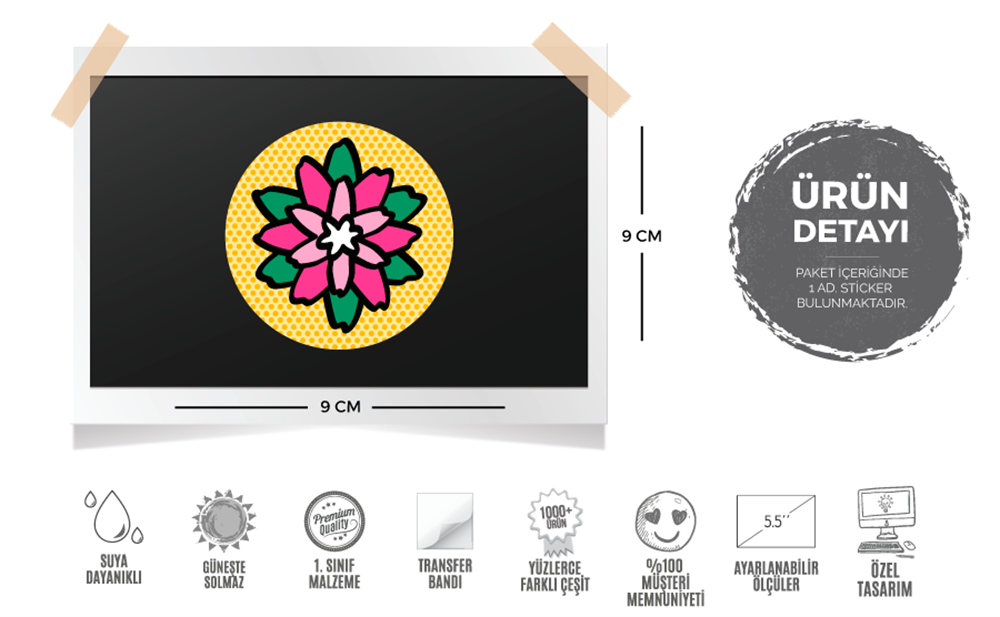 FLW4 Pembe Yesil Cicek Etiketi