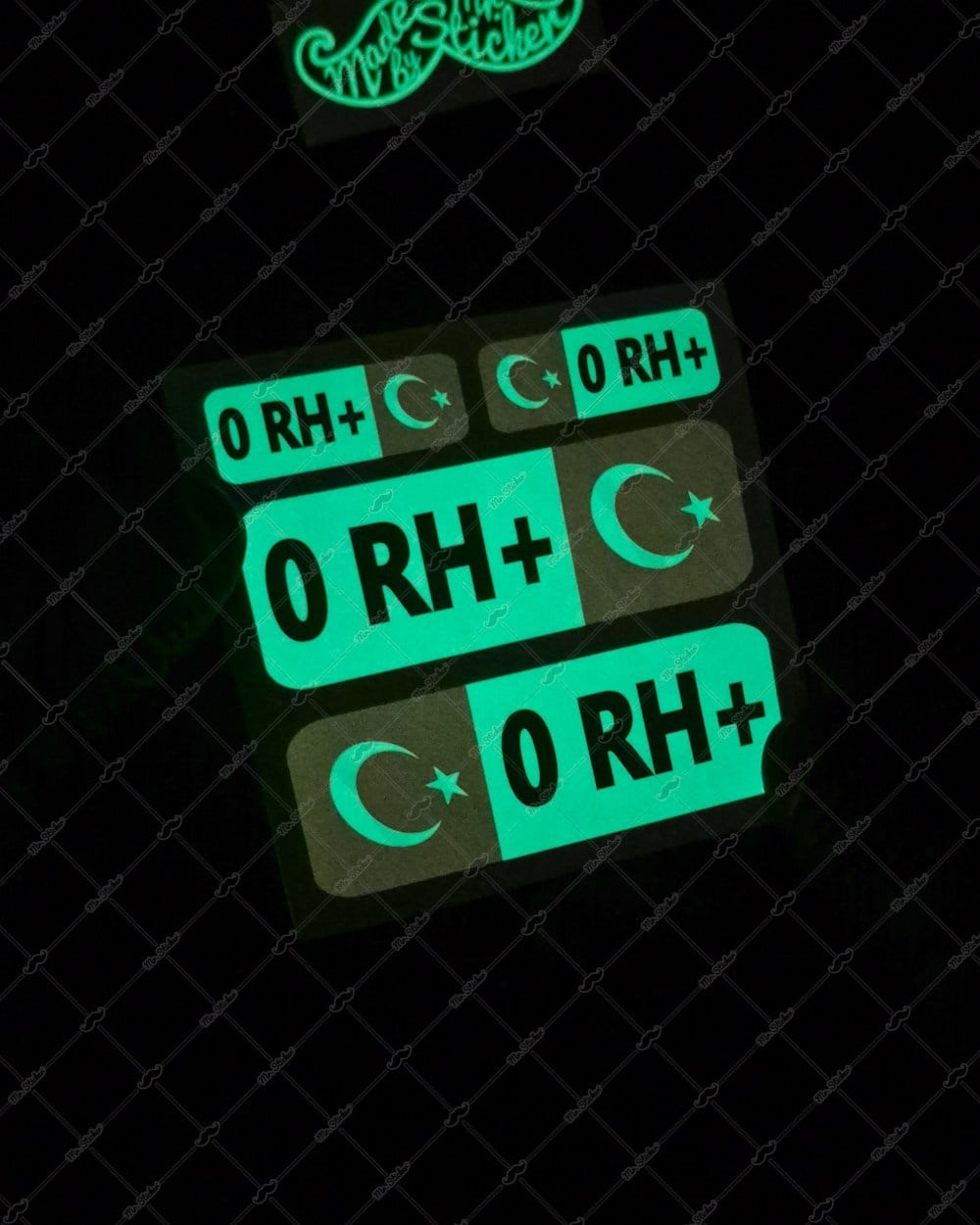 GIDWBT02 Karanlıkta Işıldayan 0 Rh Pozitif (+) Kan Grubu Etiket Seti