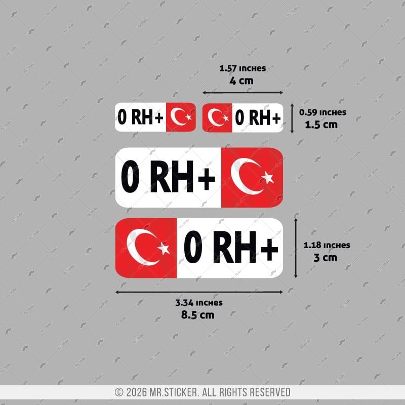 GIDWBT02 Karanlıkta Işıldayan 0 Rh Pozitif (+) Kan Grubu Etiket Seti