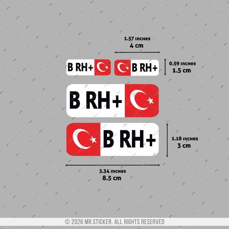 GIDWBT05 Karanlıkta Işıldayan B Rh Pozitif (+) Kan Grubu Etiket Seti