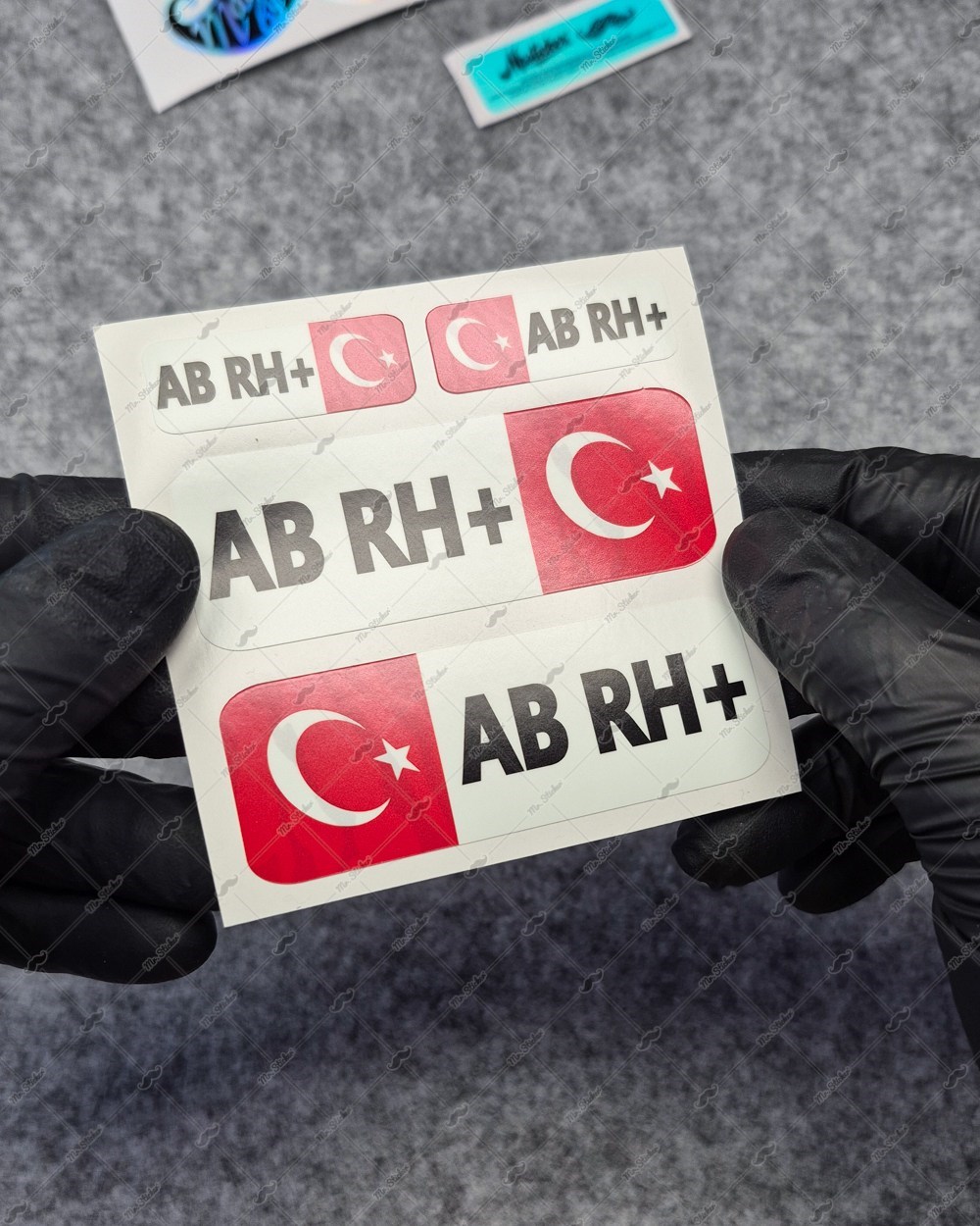GIDWBT07 Karanlıkta Işıldayan AB Rh Pozitif (+) Kan Grubu Etiket Seti