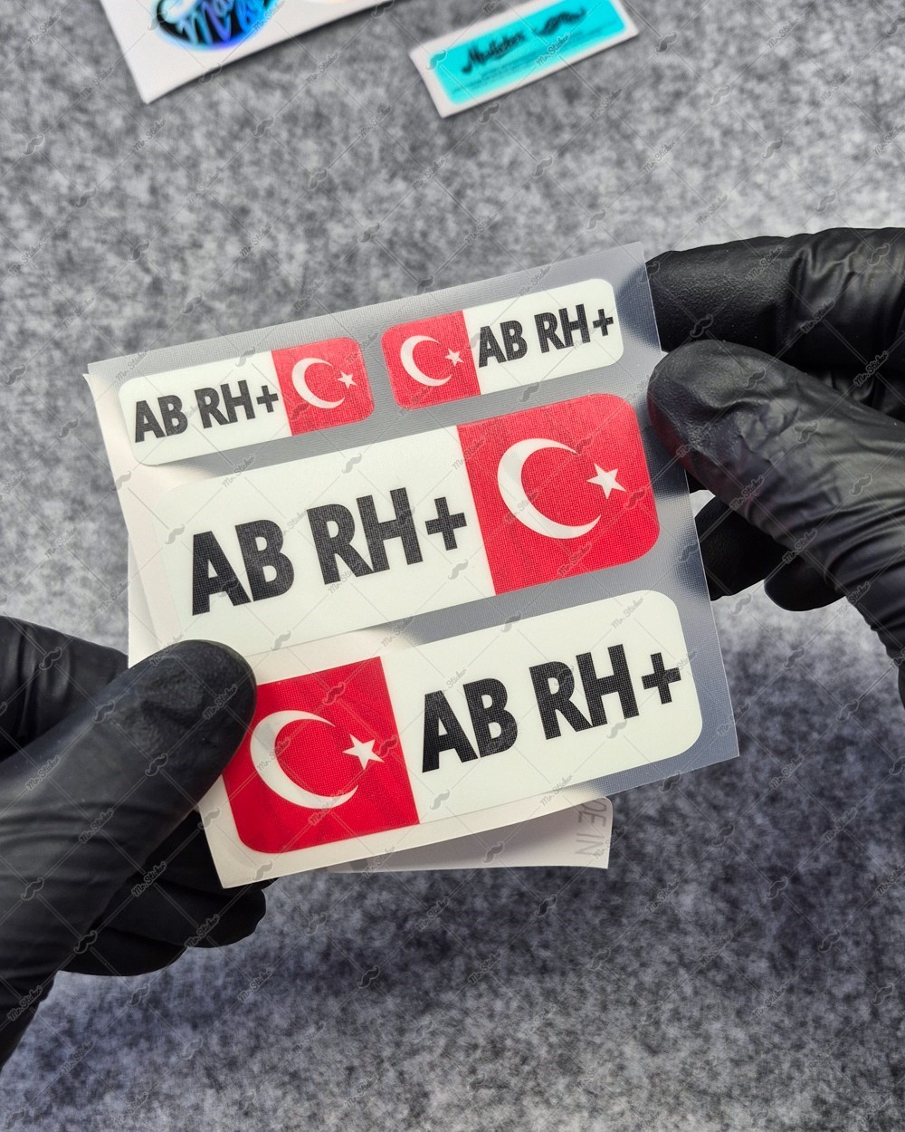 GIDWBT07 Karanlıkta Işıldayan AB Rh Pozitif (+) Kan Grubu Etiket Seti