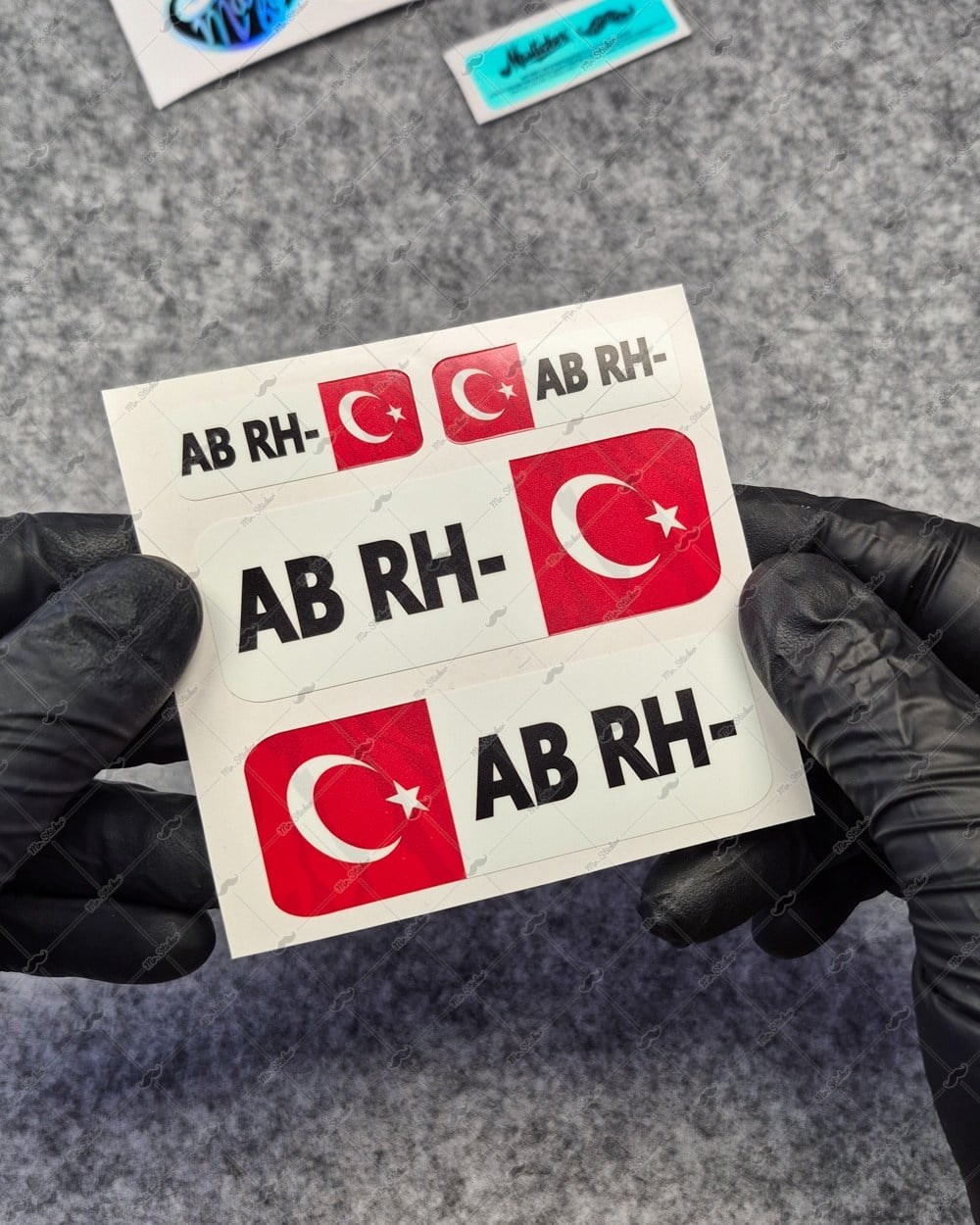 GIDWBT08 Karanlıkta Işıldayan AB Rh Negatif (-) Kan Grubu Etiket Seti