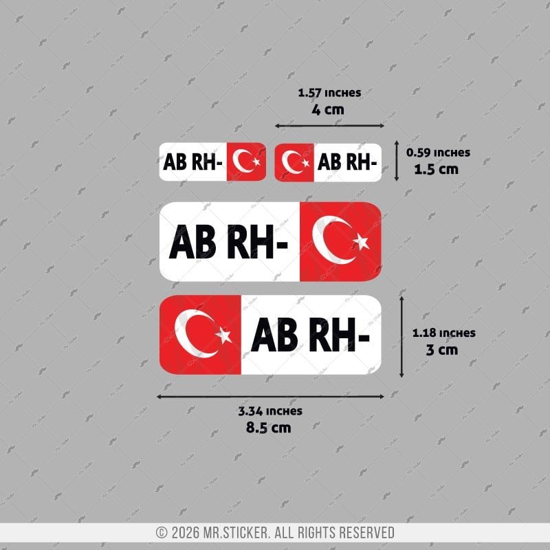 GIDWBT08 Karanlıkta Işıldayan AB Rh Negatif (-) Kan Grubu Etiket Seti