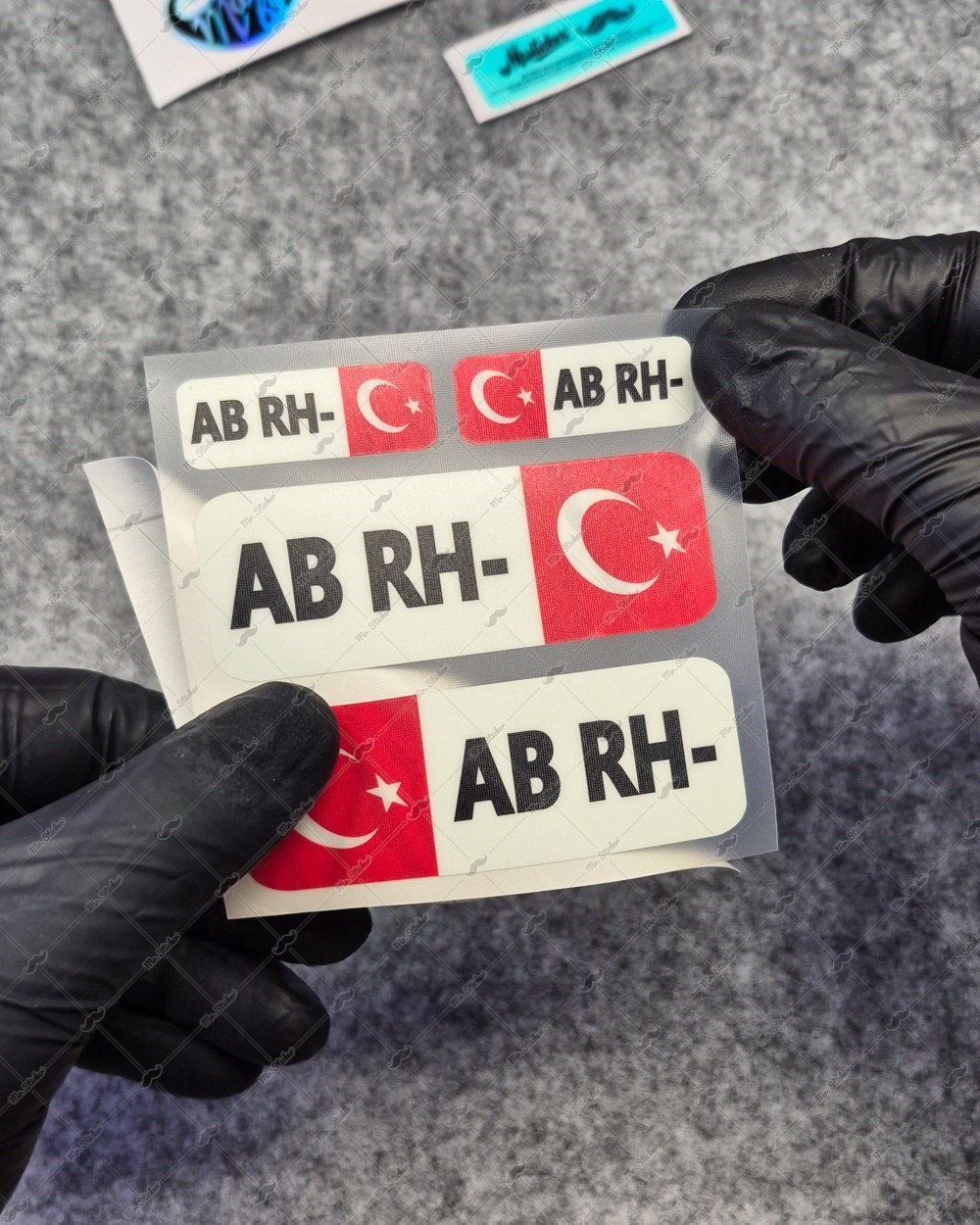 GIDWBT08 Karanlıkta Işıldayan AB Rh Negatif (-) Kan Grubu Etiket Seti