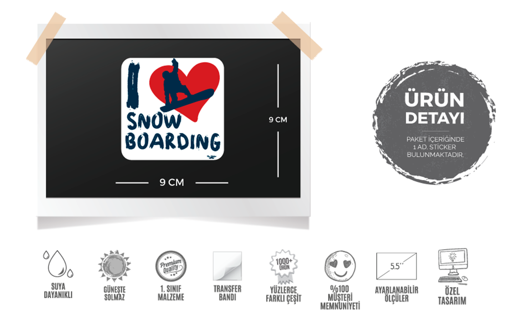 HBG45 I love Snowboard Etiketi