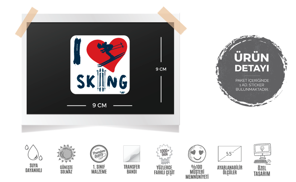 HBG46 I love Skiing Etiketi