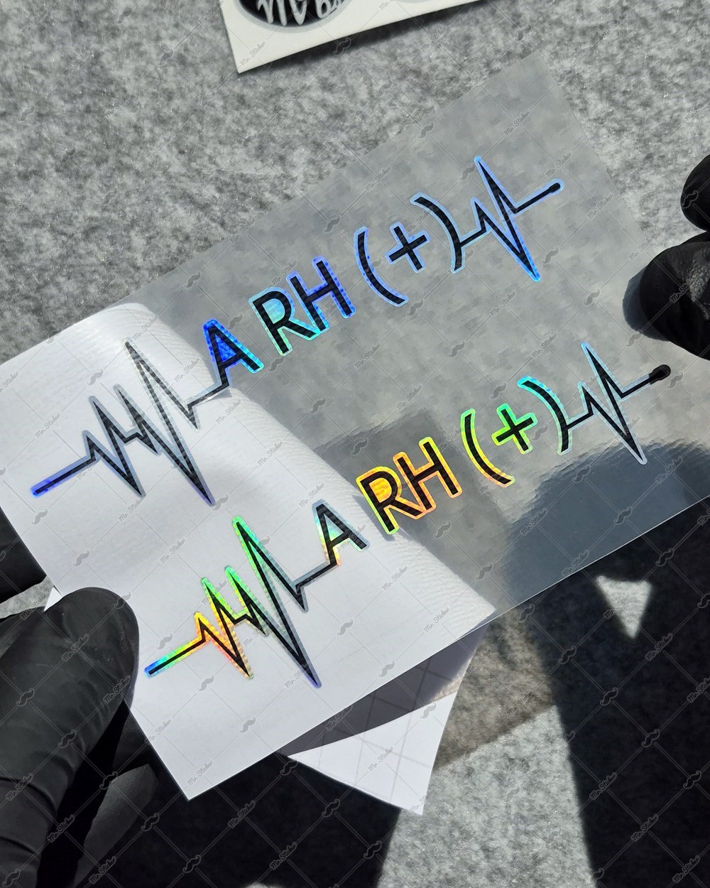 HLGBT43 Hologram Kalp Ritmi Desenli A Rh Pozitif (+) Kan Grubu Etiketi 2 li Set