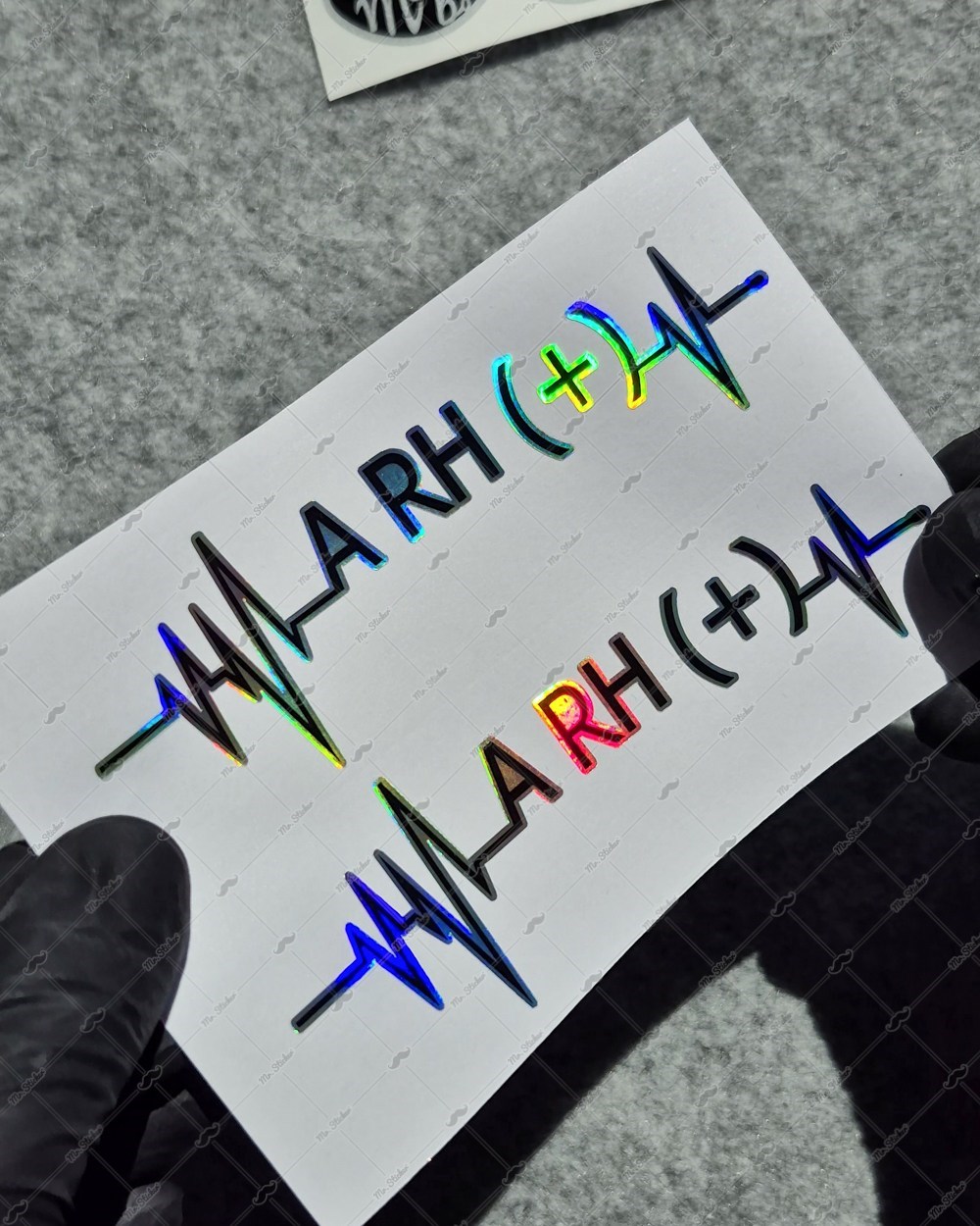HLGBT43 Hologram Kalp Ritmi Desenli A Rh Pozitif (+) Kan Grubu Etiketi 2 li Set