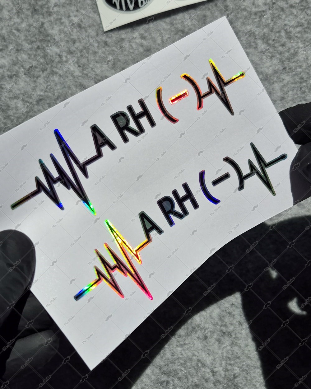 HLGBT44 Hologram Kalp Ritmi Desenli A Rh Negatif (-) Kan Grubu Etiketi 2 li Set