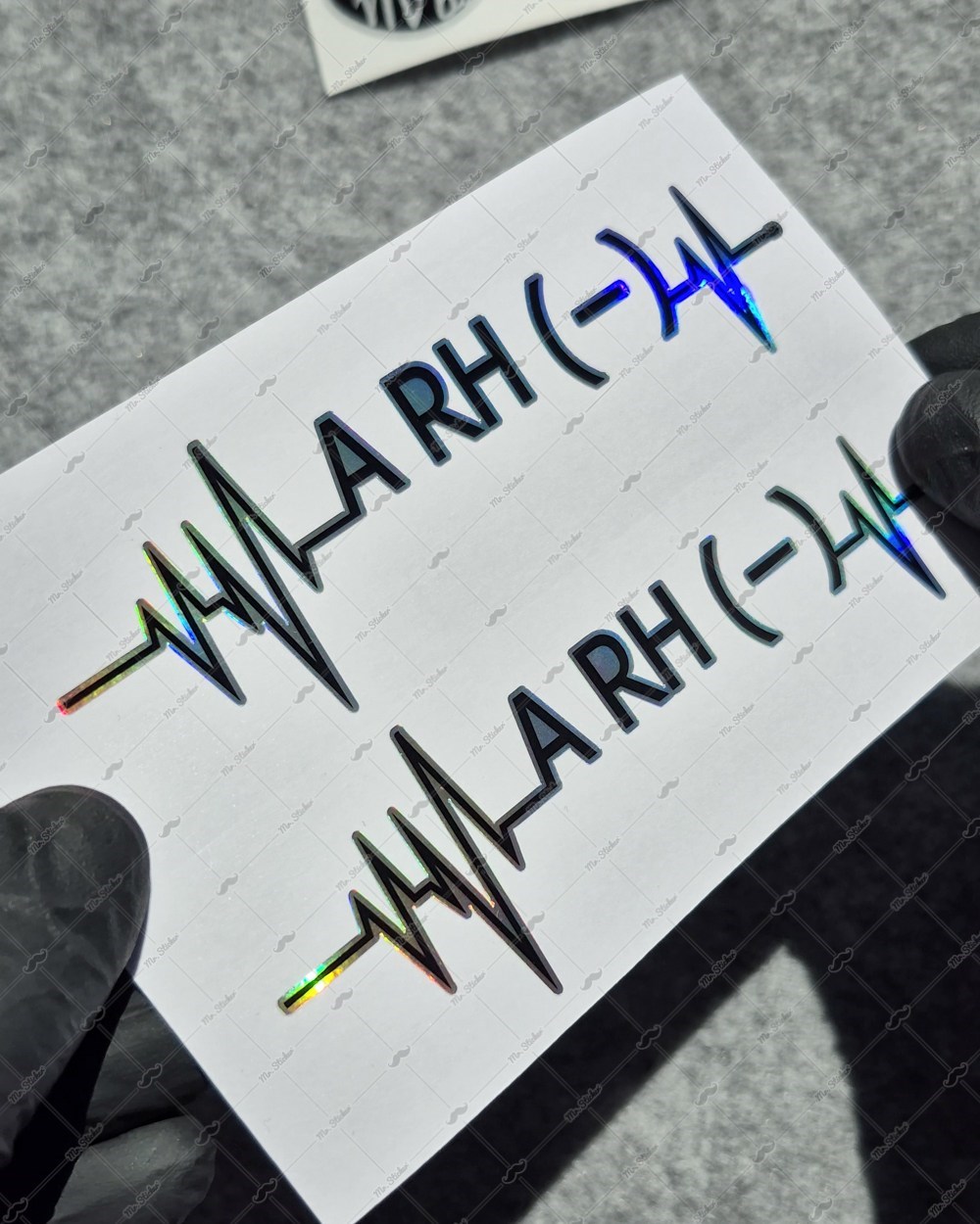 HLGBT44 Hologram Kalp Ritmi Desenli A Rh Negatif (-) Kan Grubu Etiketi 2 li Set