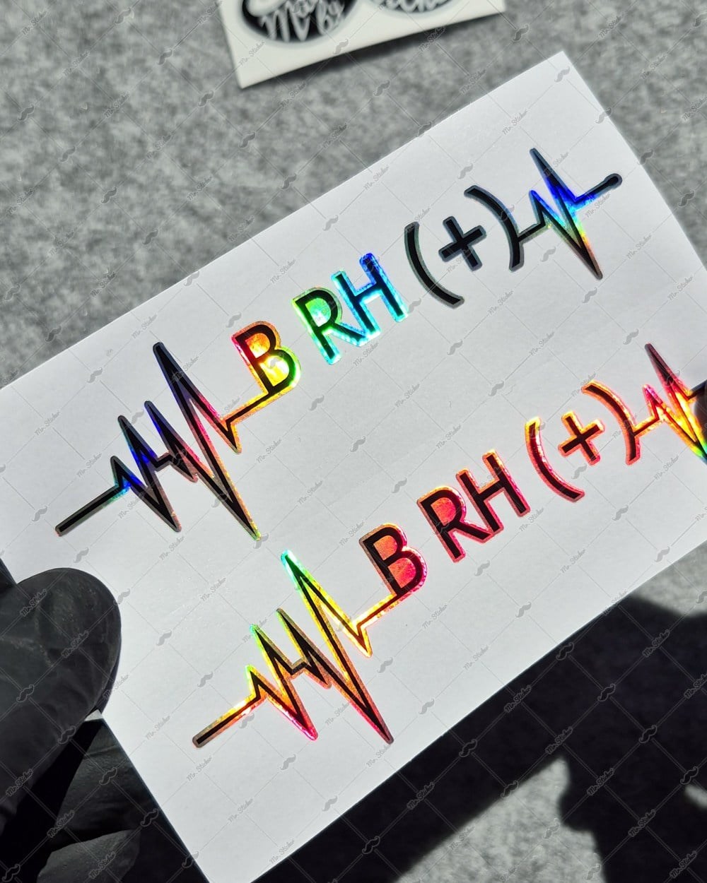 HLGBT45 Hologram Kalp Ritmi Desenli B Rh Pozitif (+) Kan Grubu Etiketi 2 li Set