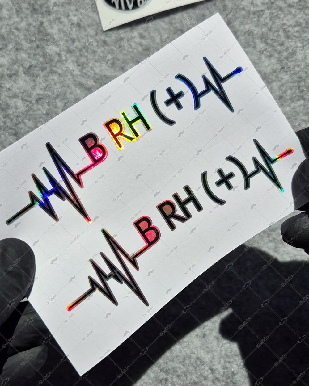 HLGBT45 Hologram Kalp Ritmi Desenli B Rh Pozitif (+) Kan Grubu Etiketi 2 li Set