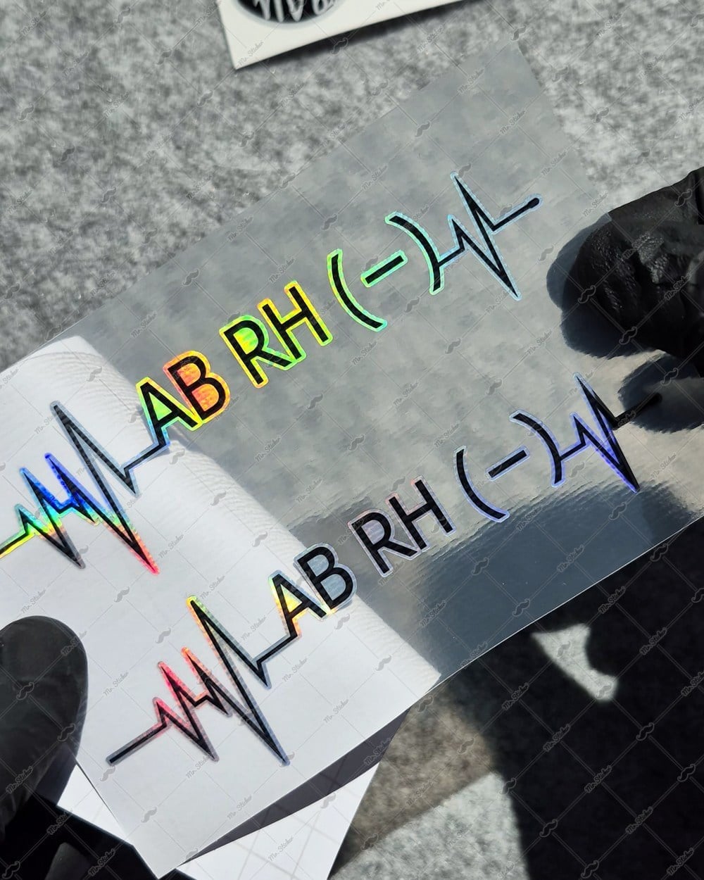 HLGBT48 Hologram Kalp Ritmi Desenli AB Rh Negatif (-) Kan Grubu Etiketi 2 li Set