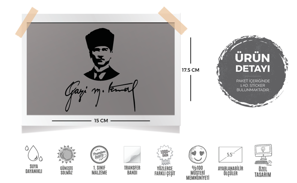 MKA4 Gazi Mustafa Kemal Silueti - Mat Siyah