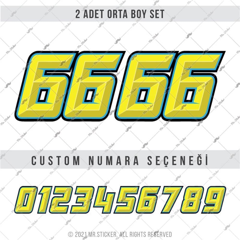 PRS4 Sari Mavi Renkli Yaris Numarasi Seti