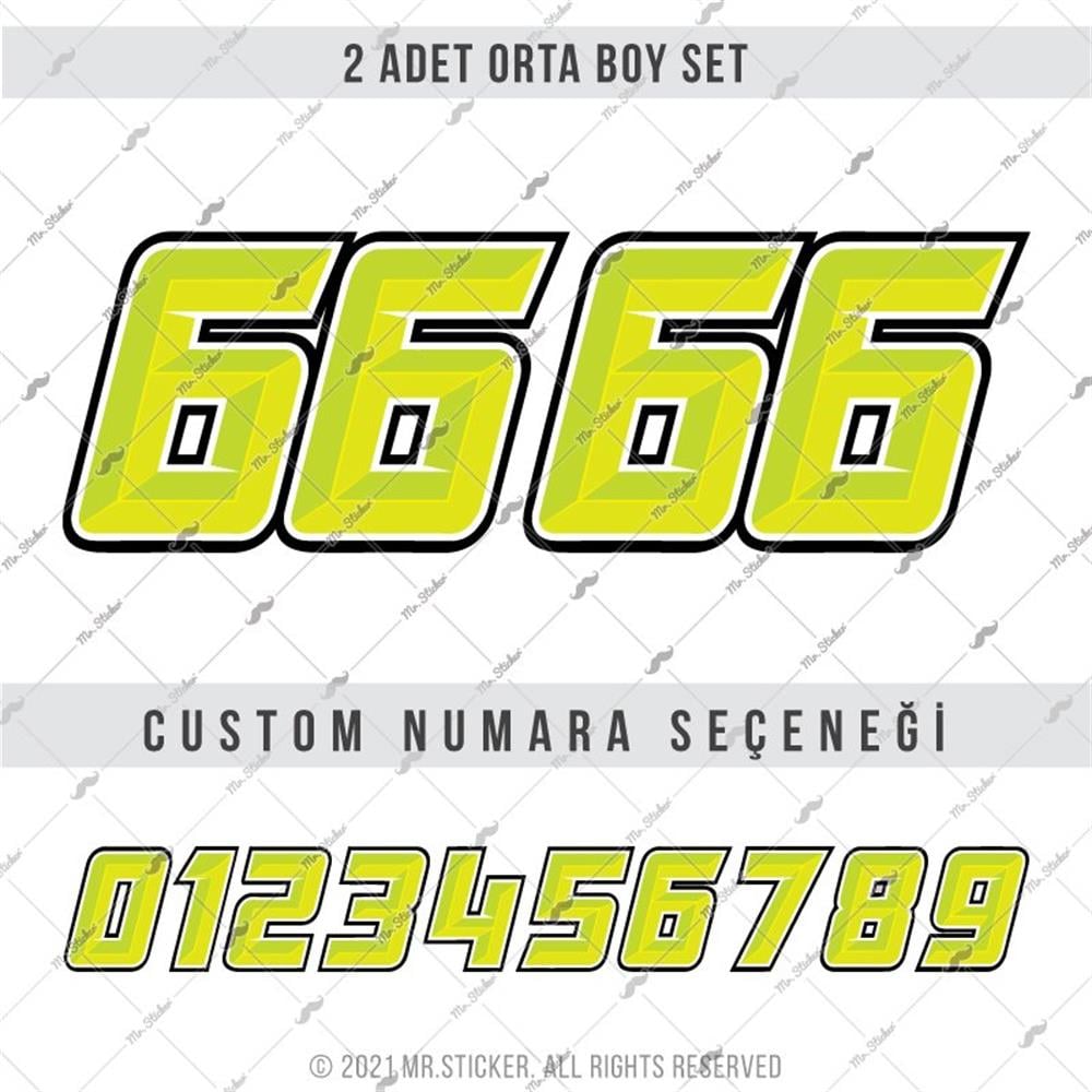 PRS6 Acik Yesil Renkli Yaris Numarasi Seti