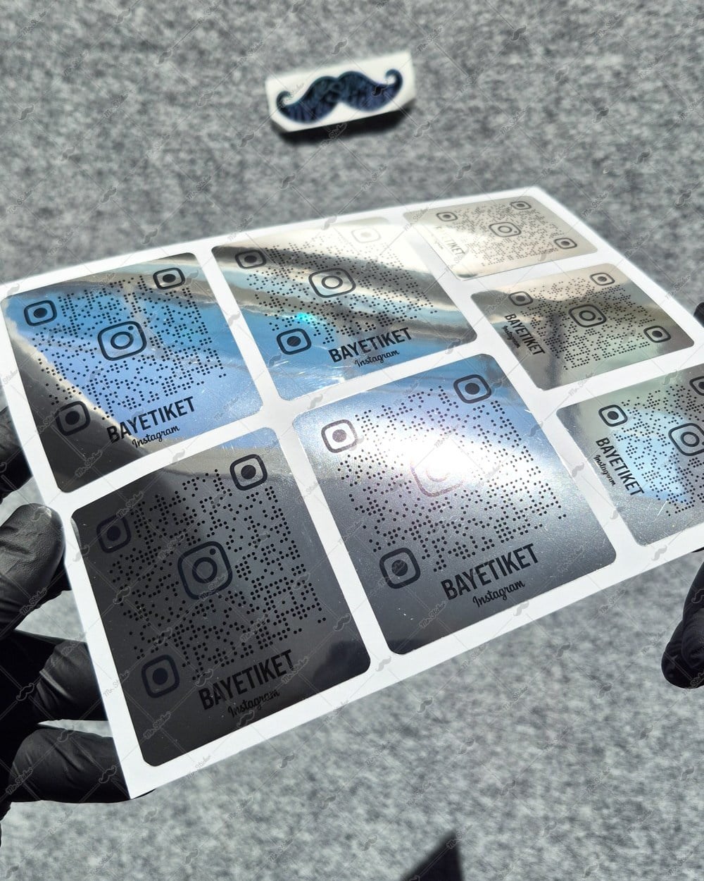 SMINS34 Platin Görünümlü QR Instagram Seti 7 Parça
