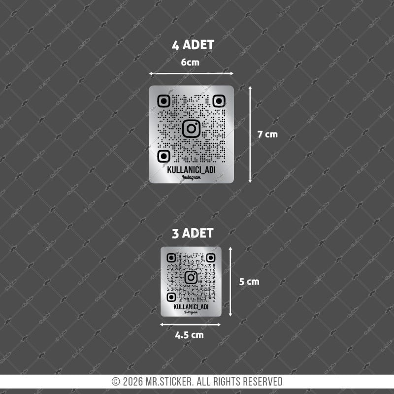 SMINS34 Platin Görünümlü QR Instagram Seti 7 Parça