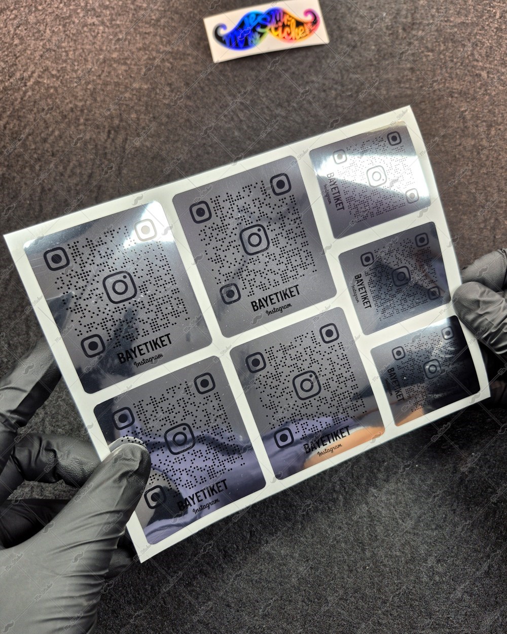 SMINS34 Platin Görünümlü QR Instagram Seti 7 Parça