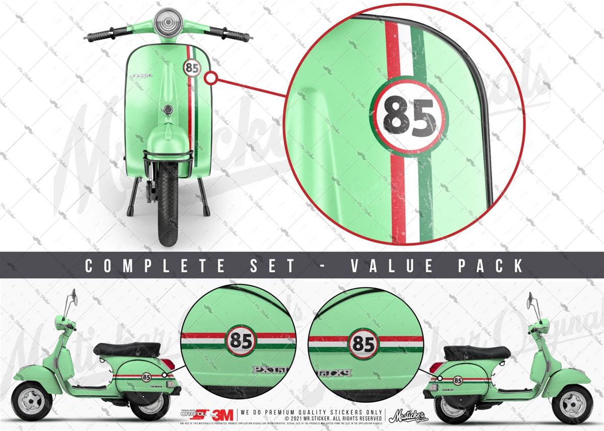 STS30VP Kişiye Özel Numaralı Eskitilmiş Desenli Kırmızı Beyaz Yeşil Desenli Şerit Seti