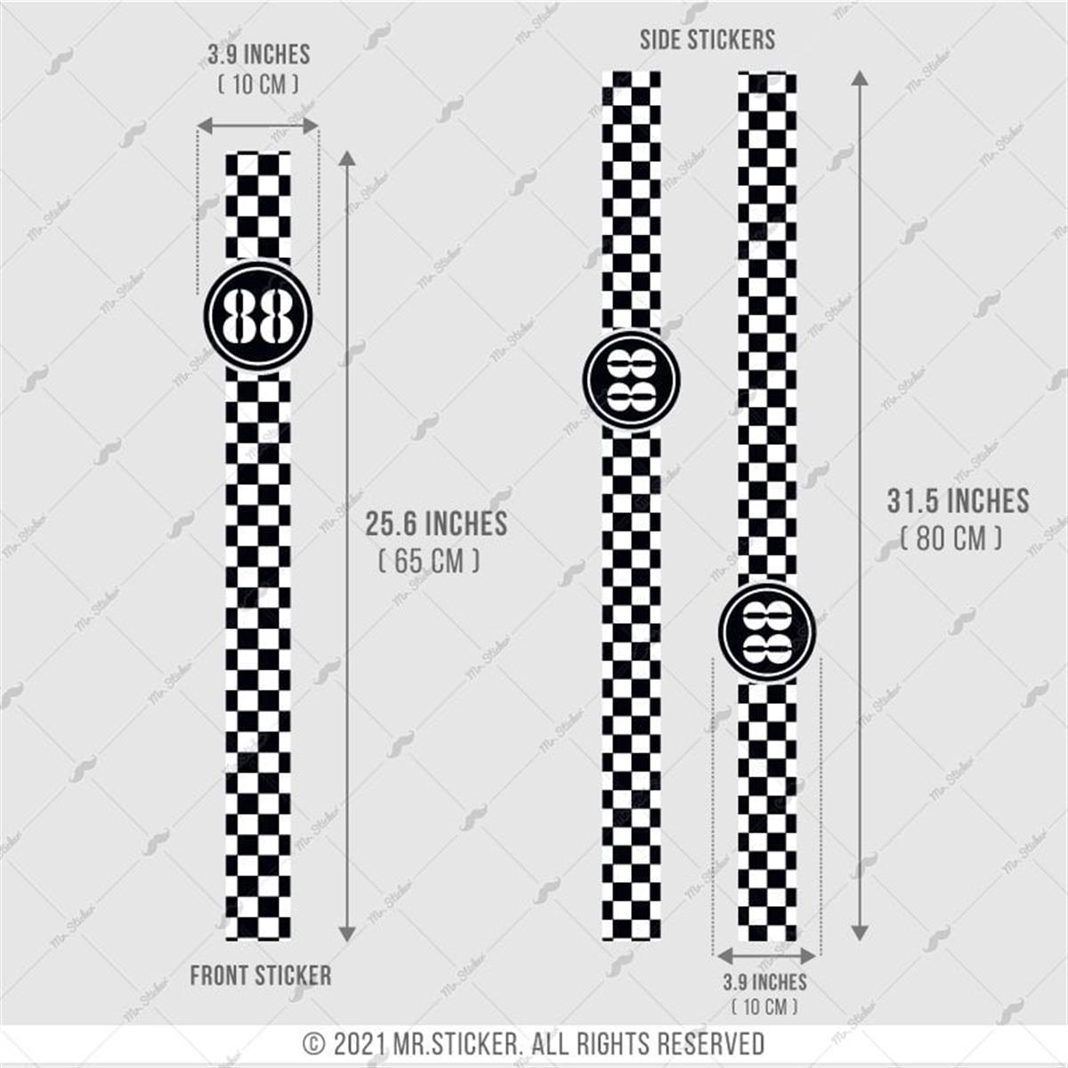 STS33VP Kişiye Özel Numaralı Damalı Desenli Şerit Seti