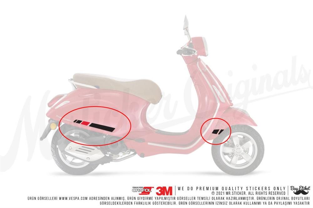 STS41 Vespa Primavera Vespa Sprint Uyumlu Yan Govde Sticker Seti