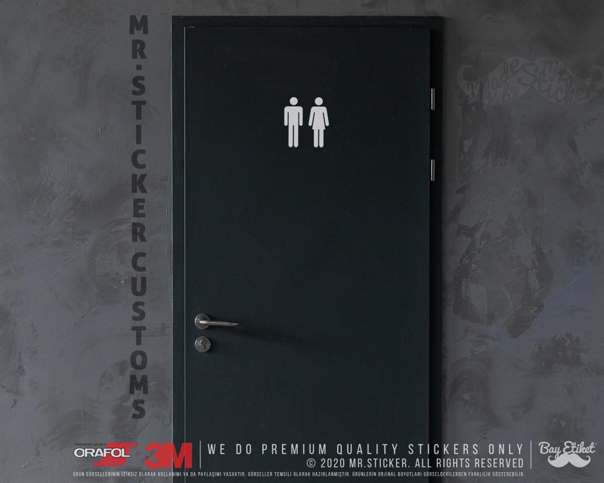 WC1 Bay Bayan Tuvalet Simgesi Etiketi