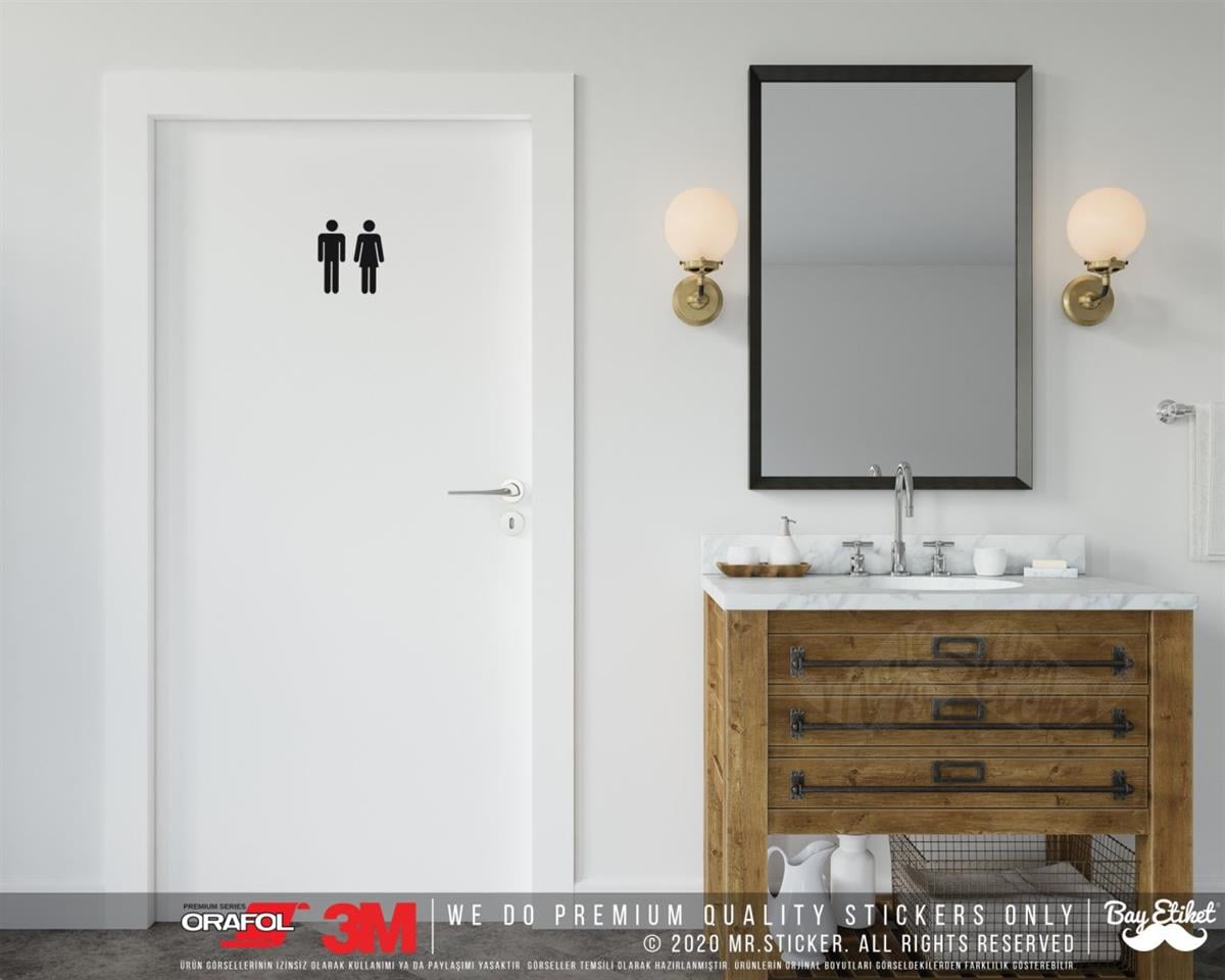 WC1 Bay Bayan Tuvalet Simgesi Etiketi