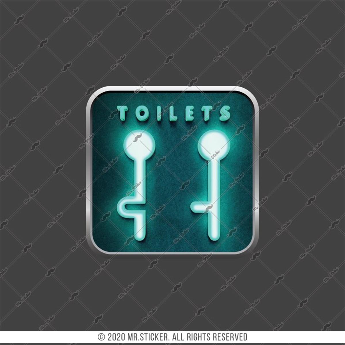 WC34 Yesil Neon Efektli Unisex Tuvalet Simgesi Etiketi