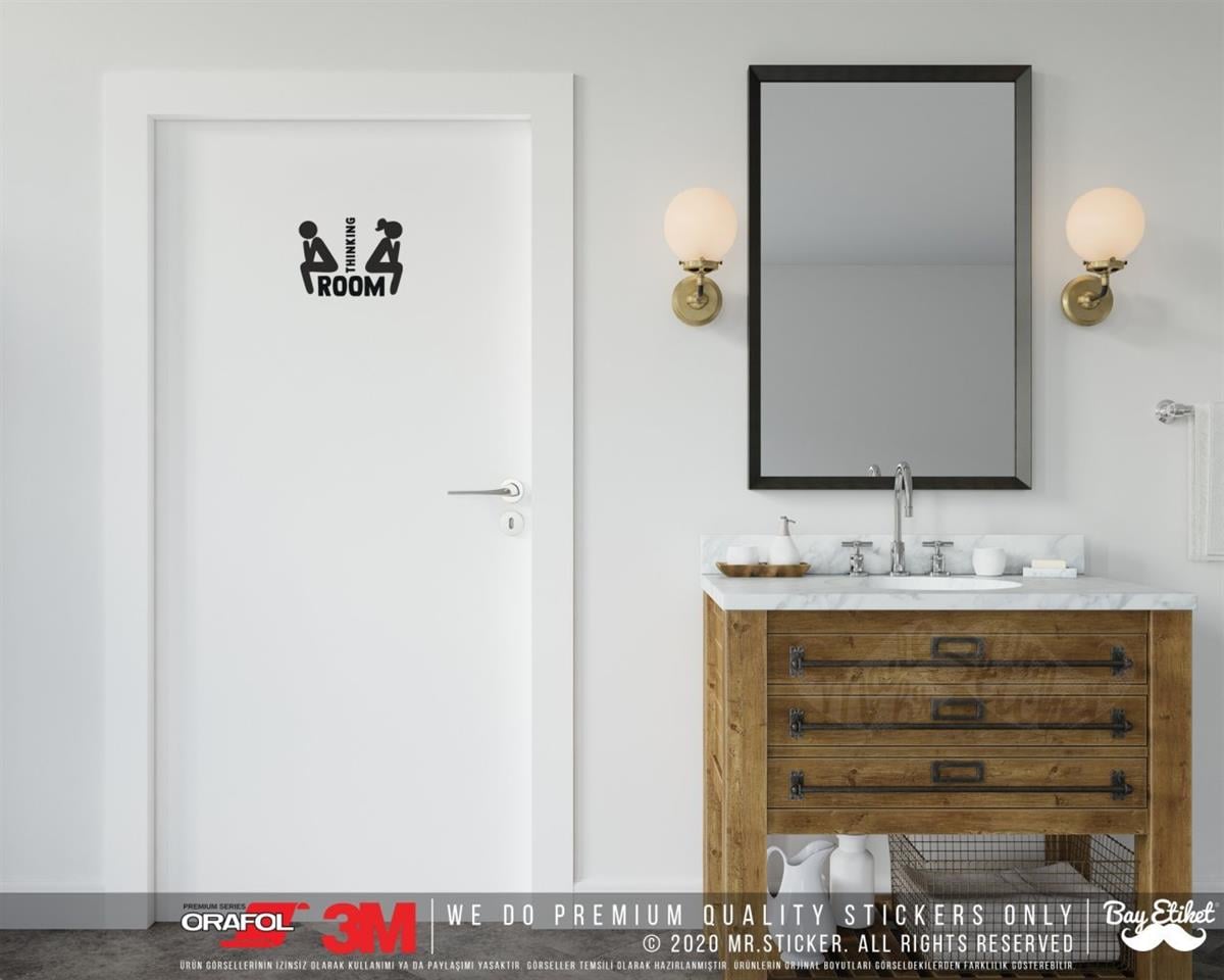 WC4 Dusunme Odasi Yazili Tuvalet Simgesi Etiketi