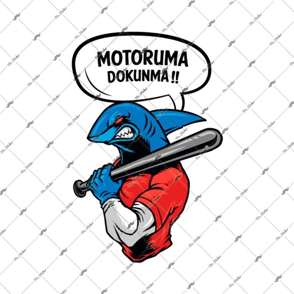 WRN36 Motoruma Dokunma Kizgin Kopek Baligi Etiketi