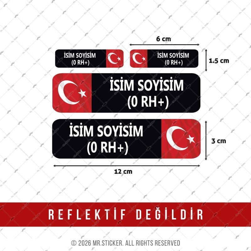 BT10 İsme Özel Kan Grubu Etiket Seti