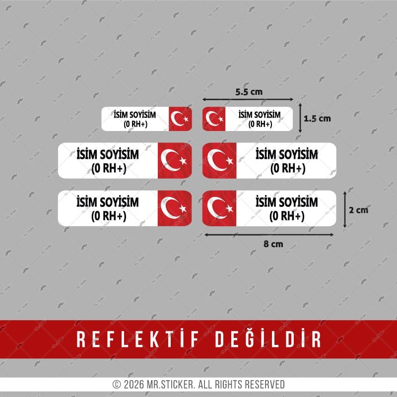 BT10 İsme Özel Kan Grubu Etiket Seti