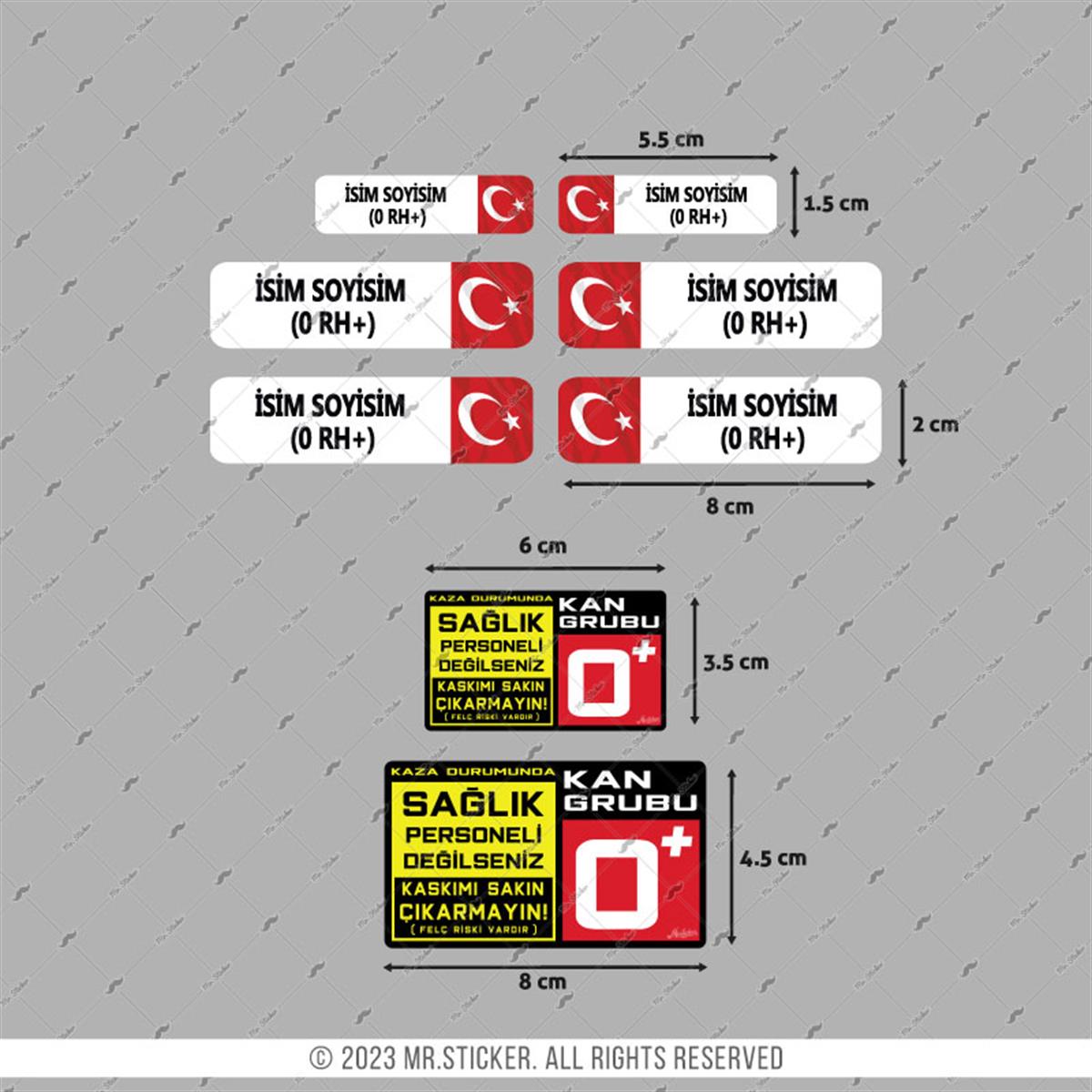BT10 Reflektif İsme Özel Kan Grubu Etiket Seti