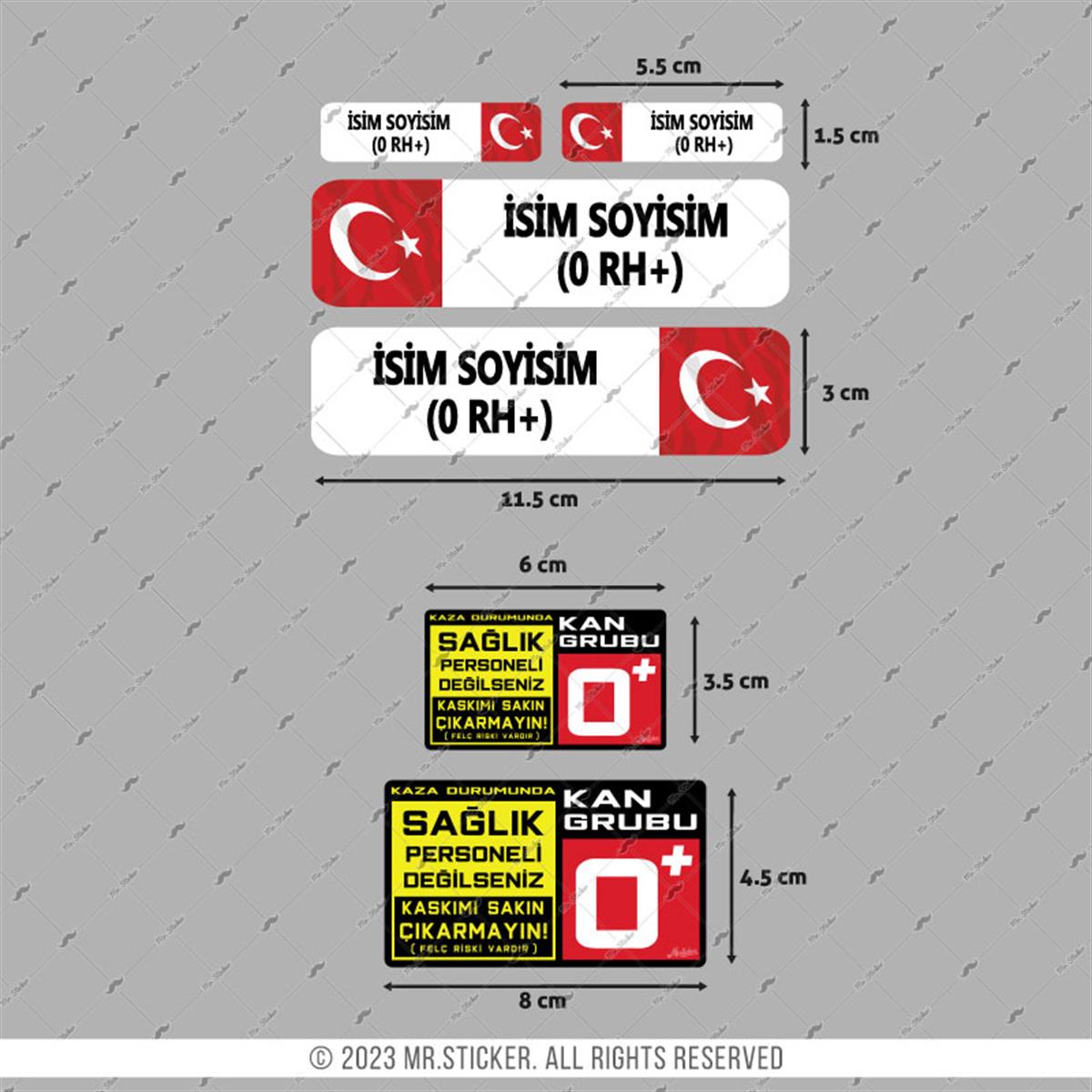 BT10 Reflektif İsme Özel Kan Grubu Etiket Seti