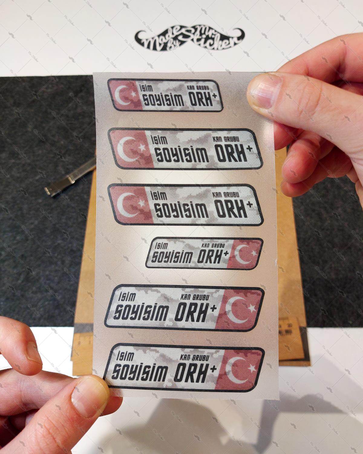 BT19 Kamuflaj Desenli İsme Özel Kan Grubu Etiket Seti