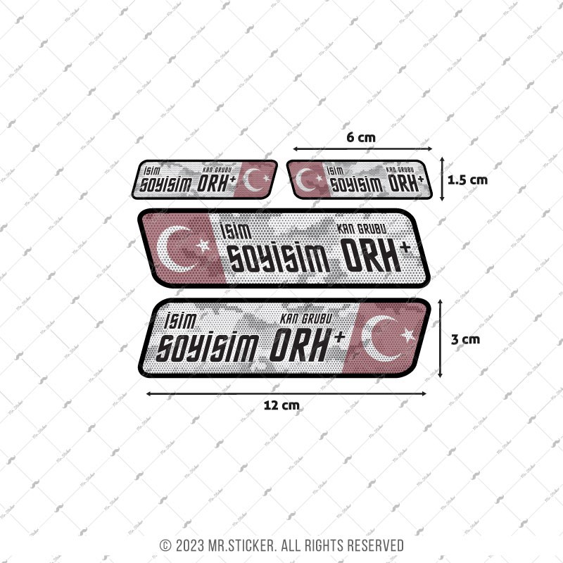 BT19 Reflektif Kamuflaj Desenli İsme Özel Kan Grubu Etiket Seti