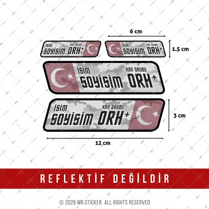 BT19 Kamuflaj Desenli İsme Özel Kan Grubu Etiket Seti