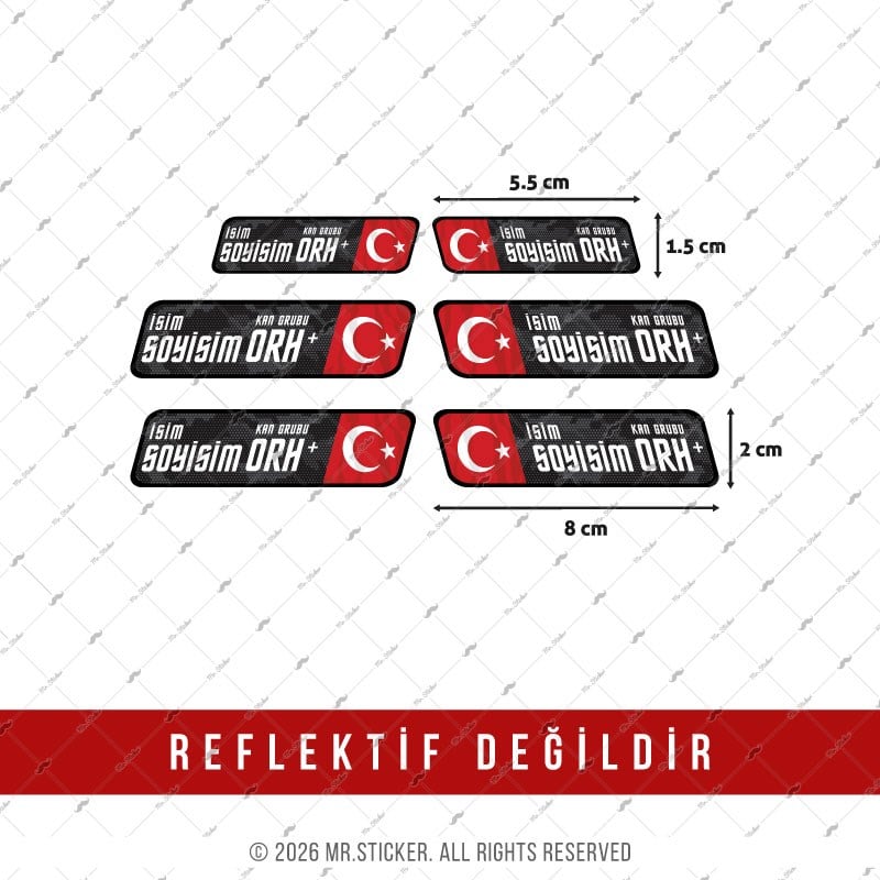 BT60 Kamuflaj Desenli İsme Özel Kan Grubu Etiket Seti