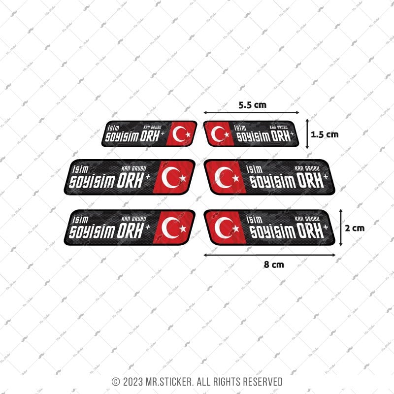 BT60 Reflektif Kamuflaj Desenli İsme Özel Kan Grubu Etiket Seti