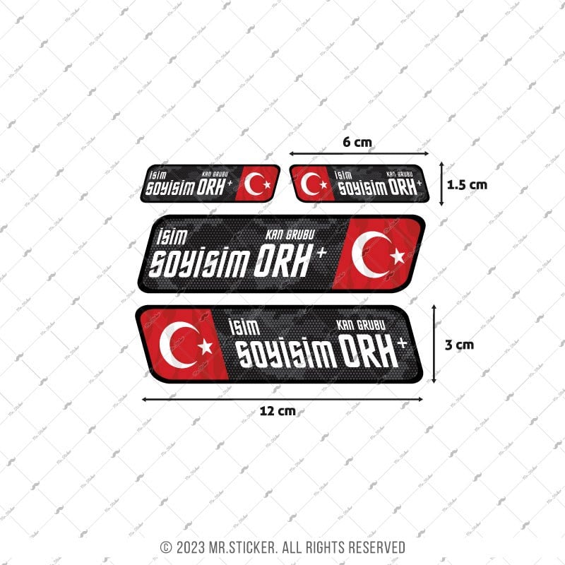 BT60 Reflektif Kamuflaj Desenli İsme Özel Kan Grubu Etiket Seti