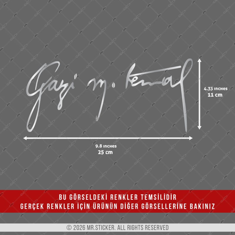 CHR37 Krom Seri Büyük Boy Gazi Mustafa Kemal İmza Etiketi