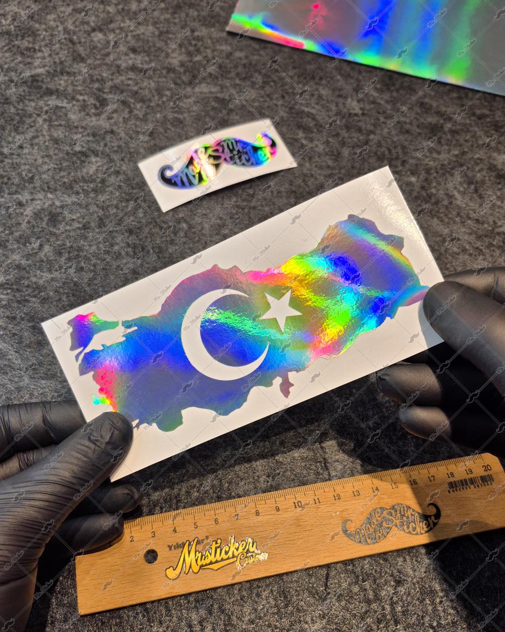 HLG24V2 Hologram Ay Yıldızlı Türkiye Haritası Etiketi