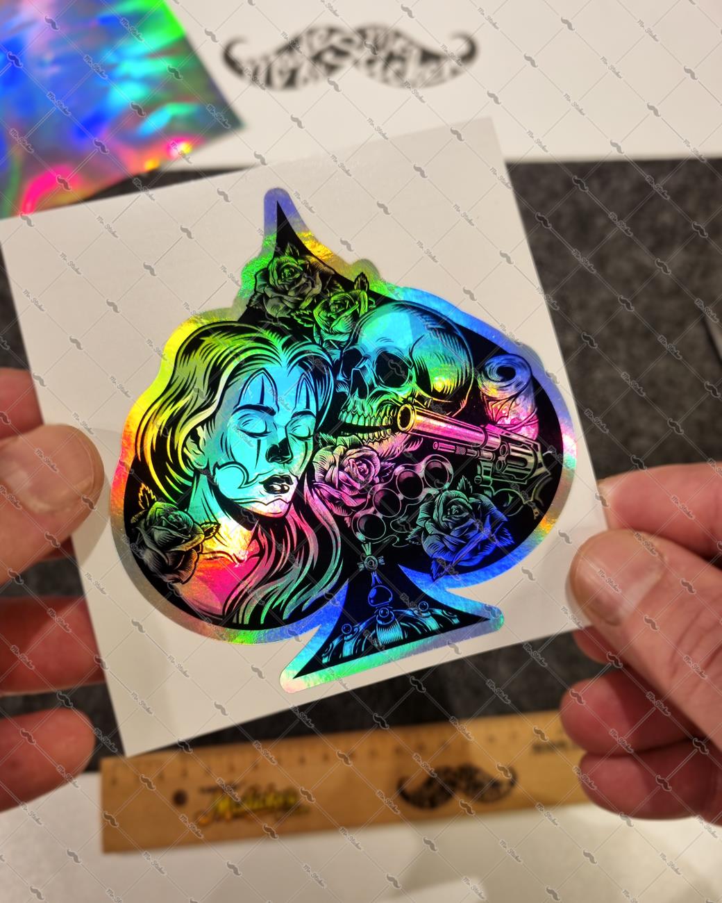 HLG78 Hologram Gangsta Motifli Maça Ası Etiketi