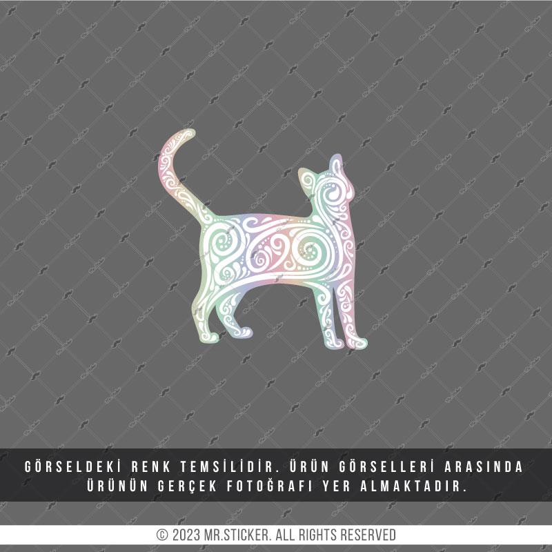 HLG93 Hologram Beyaz Kedi Etiketi